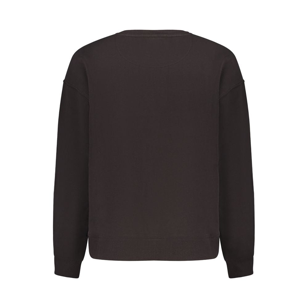 Pepe Jeans Black Cotton Women Sweater showcasing back view, long sleeves, sustainable fabric, bold street fashion style.