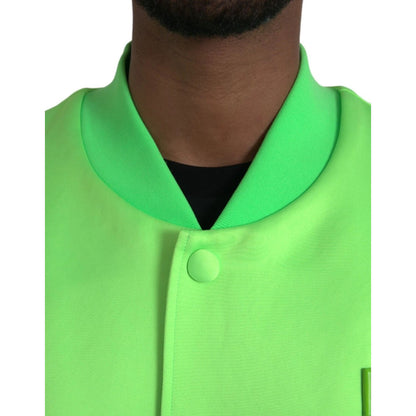 Dolce & Gabbana Neon Green Polyester Long Sleeves Men Bomber Jacket