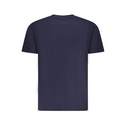 Back view of Tommy Hilfiger Blue Cotton Men T-Shirt showcasing its classic crew neck design.