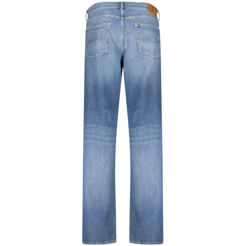 Tommy Hilfiger Blue Cotton Men Jeans with faded effect and embroidery logo back view