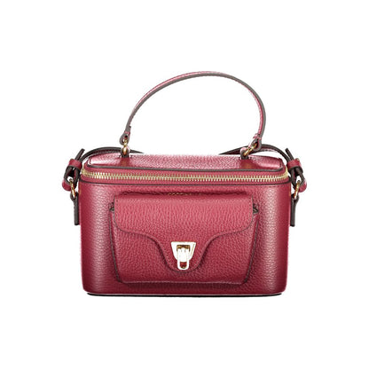 Coccinelle Purple Leather Women Handbag with chic handle and adjustable strap, featuring secure closure and external pocket for essentials.