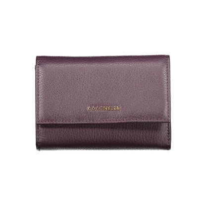 Coccinelle Purple Leather Women Wallet with elegant zip closure and compartments for cards and coins, crafted in premium Italian leather.