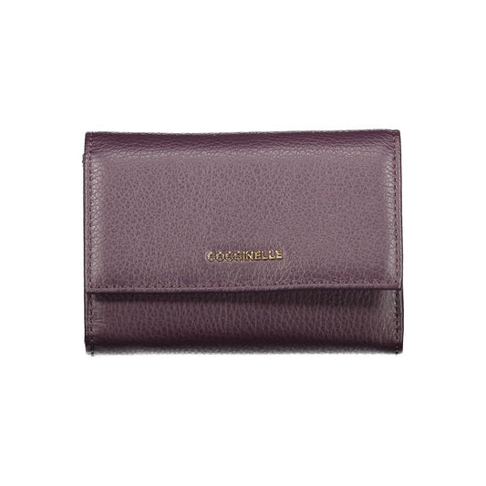 Coccinelle Purple Leather Women Wallet with elegant zip closure and compartments for cards and coins, crafted in premium Italian leather.