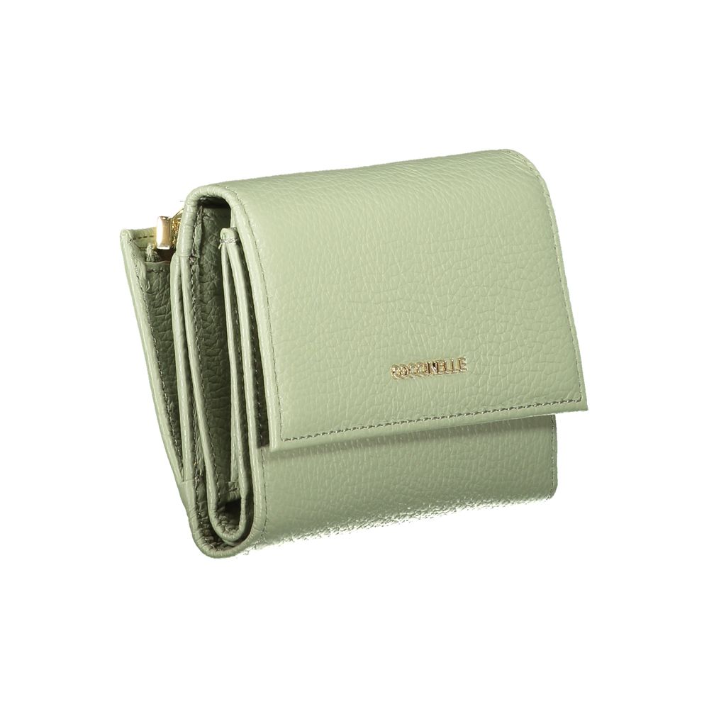 Coccinelle Green Leather Women Wallet with sleek design and multiple compartments