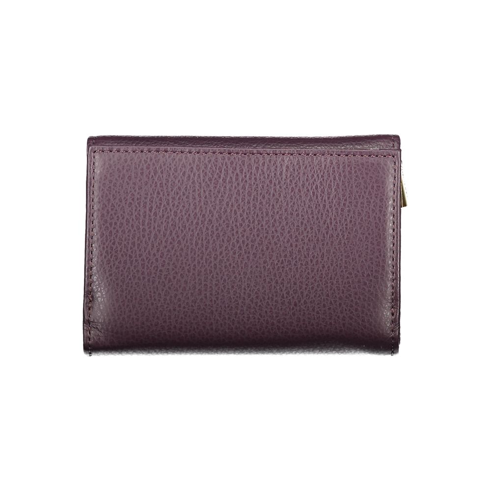 Coccinelle Purple Leather Women Wallet, Italian-made with compartments and coin pocket, showcases premium style and functionality.