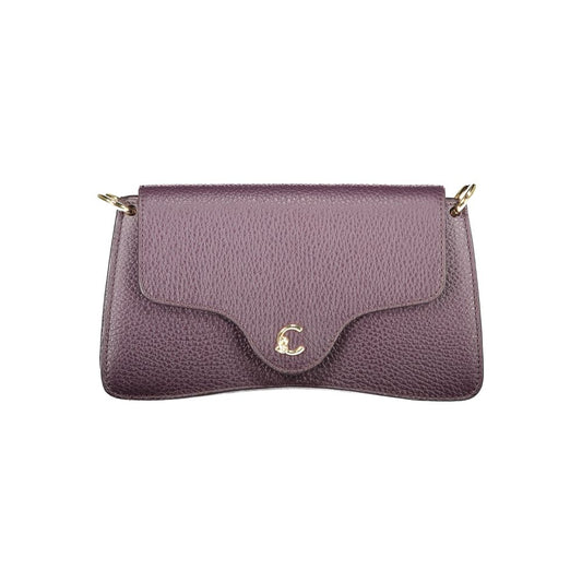 Coccinelle Purple Leather Women Handbag with adjustable strap and snap closure, showcasing elegant Italian craftsmanship in a chic style.