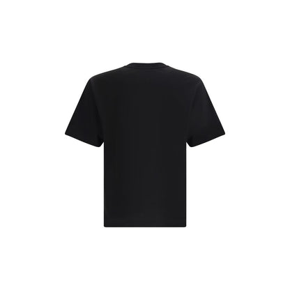 Back view of Dolce & Gabbana Black Cotton T-Shirt with ribbed crew neck and logo patch, season AW25.