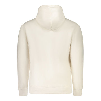 Pepe Jeans White Cotton Men Sweater, back view, showing hoodie and sustainable cotton material, casual luxury design.