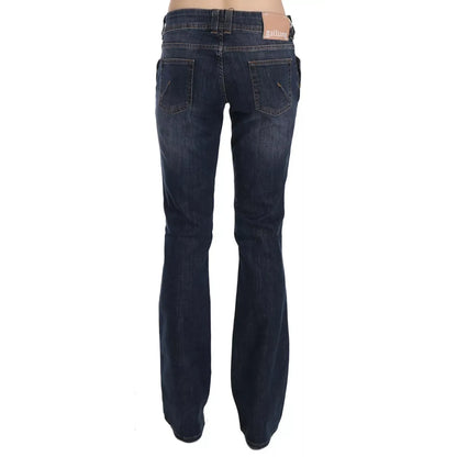 John Galliano Blue Washed Mid Waist Flared Denim Casual Pants Jeans