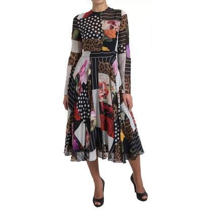 Dolce & Gabbana Multicolor Patchwork Floral Leopard Dress