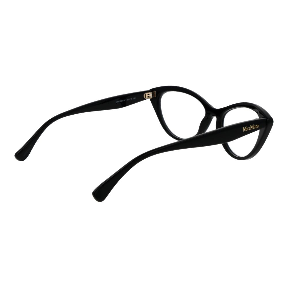Max Mara Black Women Glasses Frame full-rim cat eye acetate with demo lenses, size 53-16-140, includes branded case.