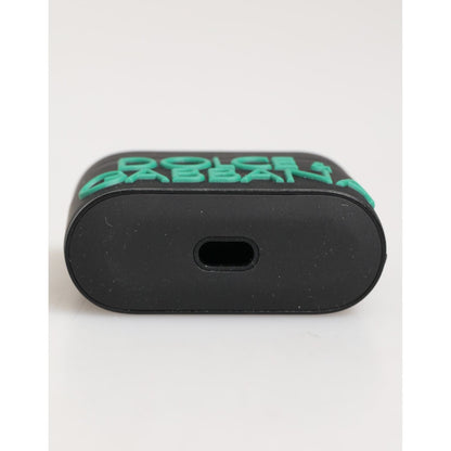 Dolce & Gabbana Black Mint Rubber Logo Embossed Accessory Airpods Case