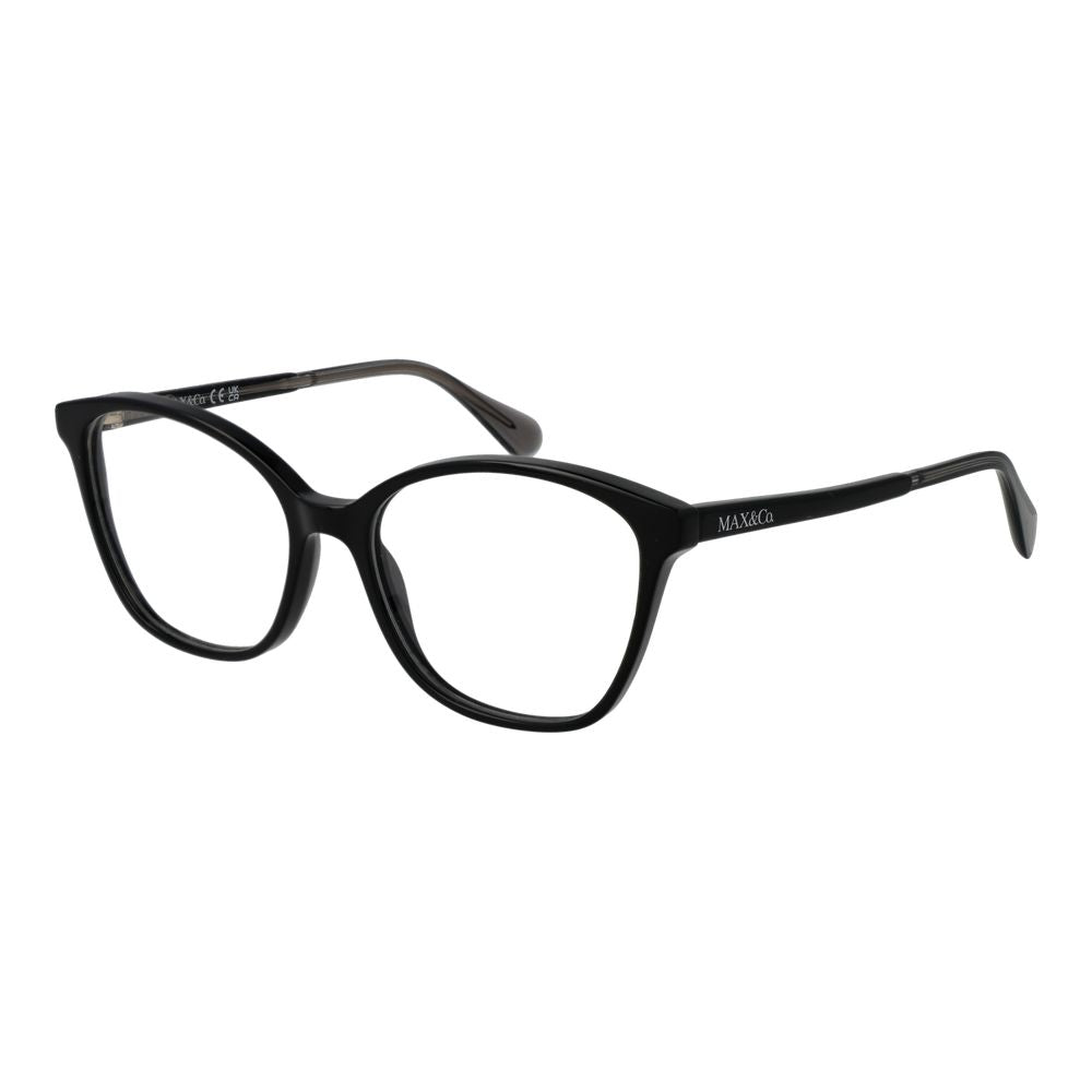 Max & Co Black Women Glasses Frame, acetate full-rim square style, demo lenses, temple length 140mm, includes branded case.