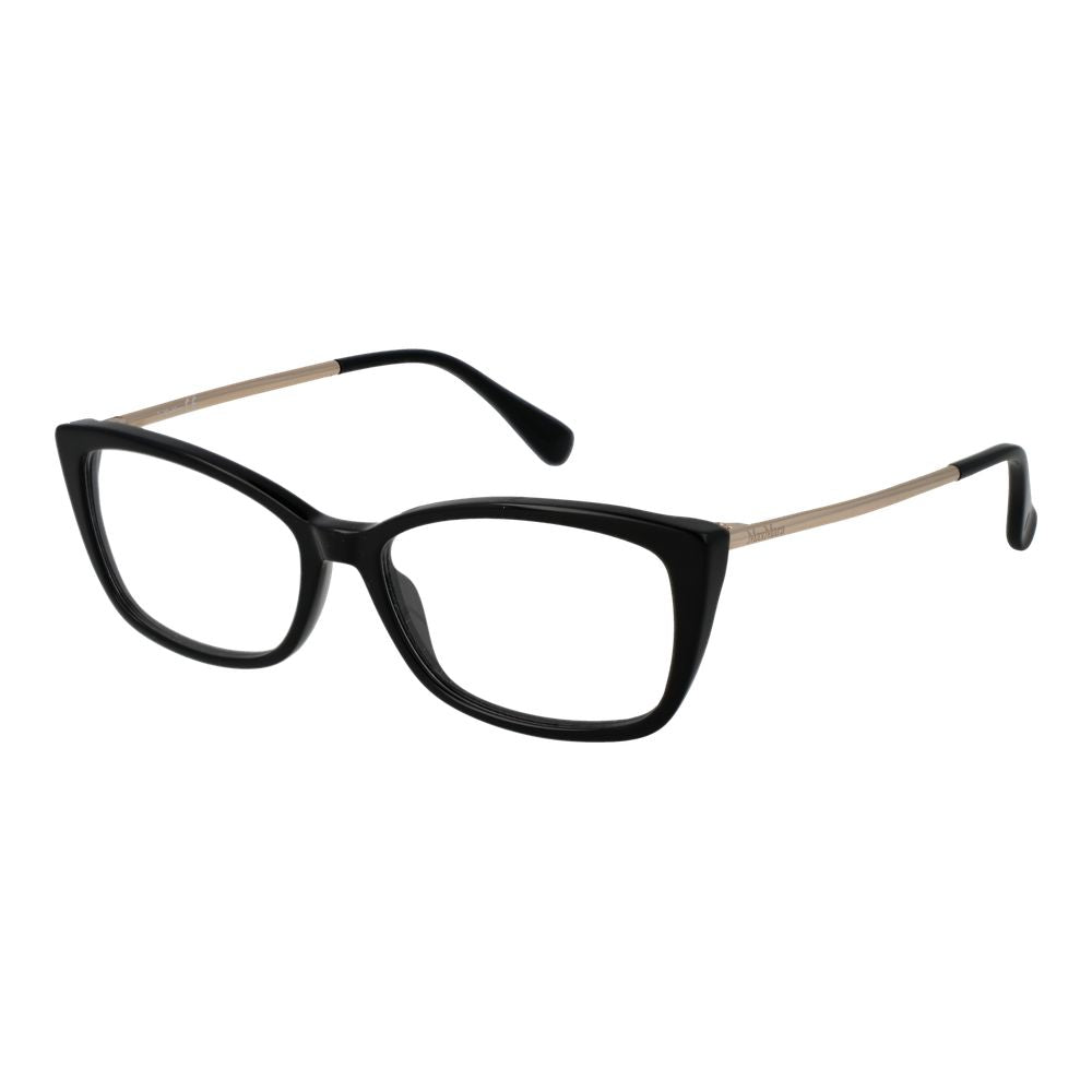 Max Mara Black Women Glasses Frame in full-rim rectangle style with a plastic frame and demo lenses.