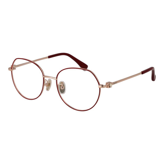 Max Mara Red Women Glasses Frame, metal full-rim round style, with red frame and demo lenses, size 52-18-140.