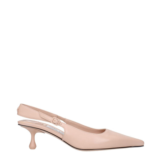Jimmy Choo Pink Leather High Heel Pumps with back logo and elegant design, MPN AMEL50NAPMACARON, code F84229.