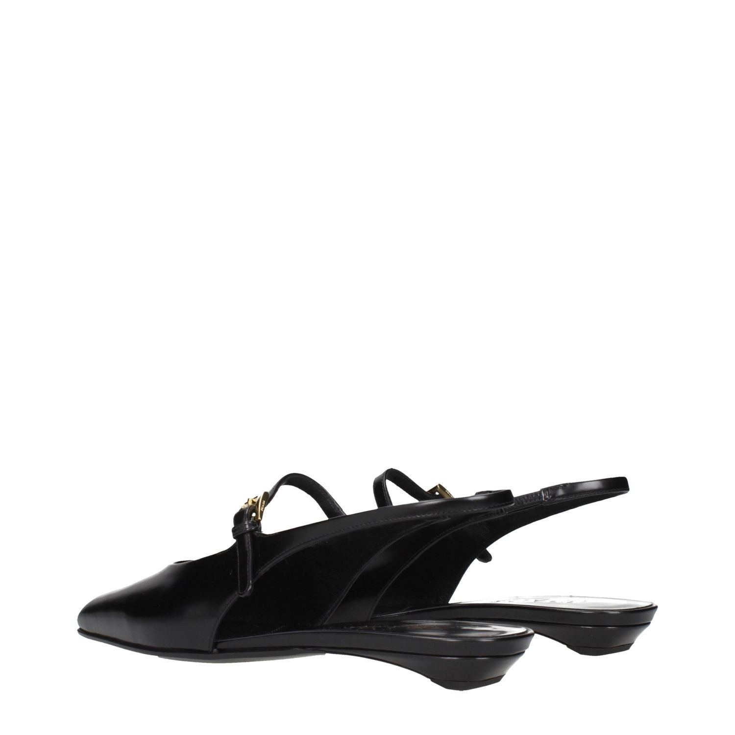 Prada Black Leather Flat Sandals