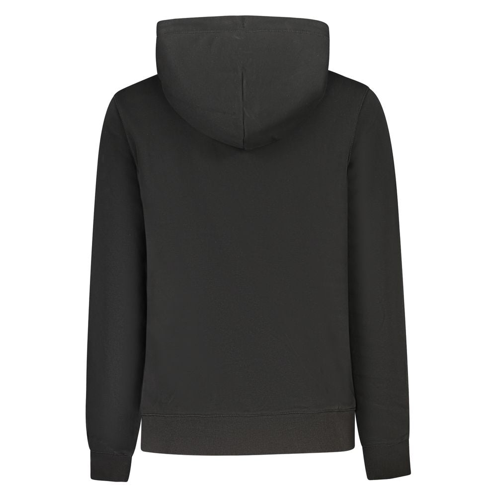Back view of Tommy Hilfiger Black Cotton Women Sweater with hood and long sleeves.