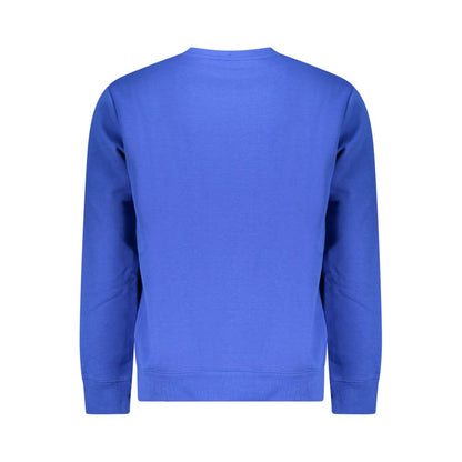 Norway 1963 Blue Cotton Mens Sweater with crew neck and applique logo, back view of long-sleeved design.