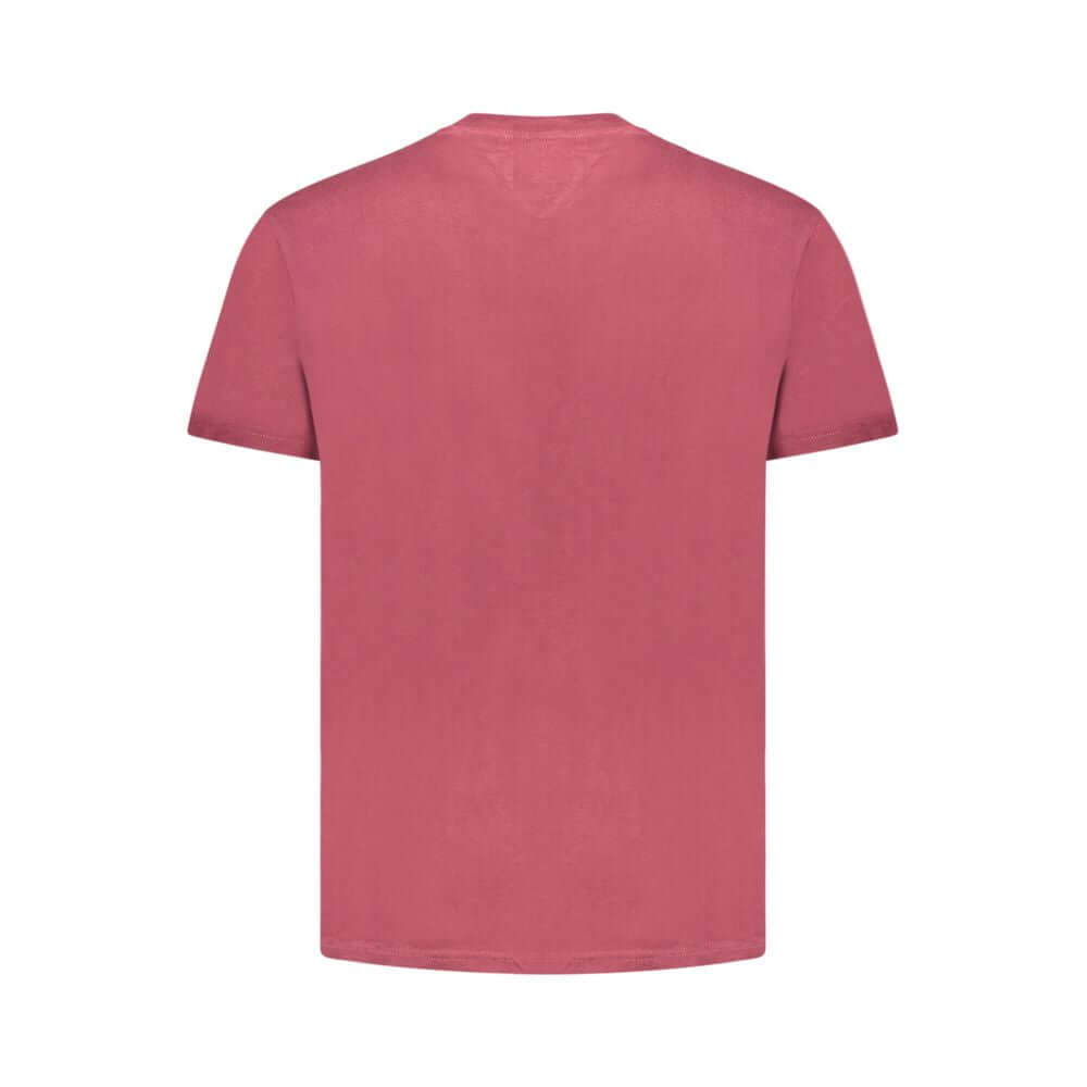 Tommy Hilfiger Red Cotton Men T-Shirt, back view showing vibrant color and style.