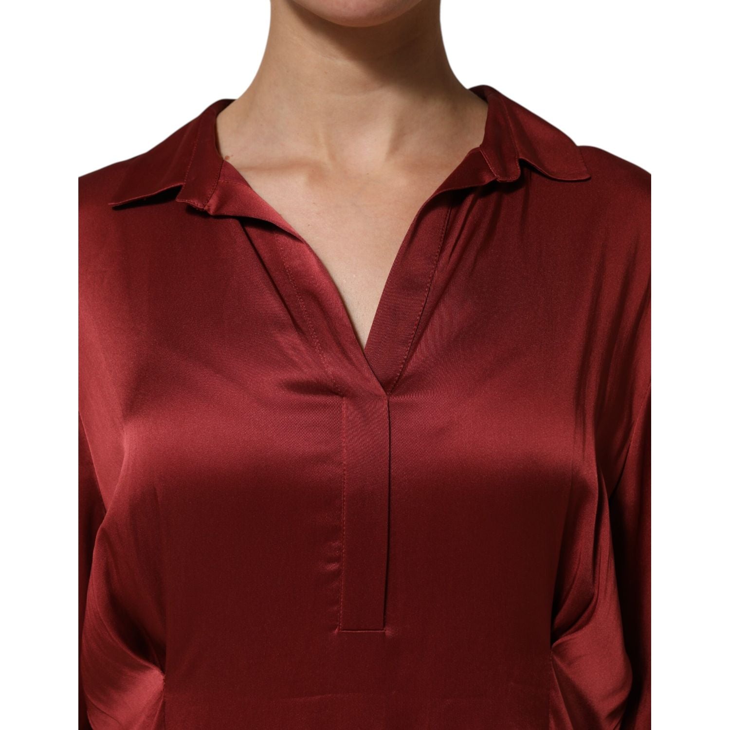 Fabiana Filippi Burgundy Acetate Viscose Satin Long Dress