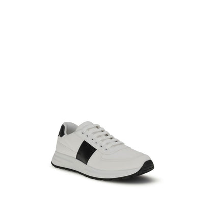 Prada White Calf Leather Bos Taurus Low Top Sneakers
