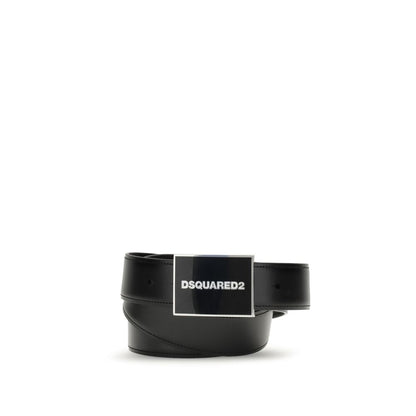 Dsquared² Black Calf Leather Bos Taurus Regular Belt with interchangeable buckles, AW25 collection.