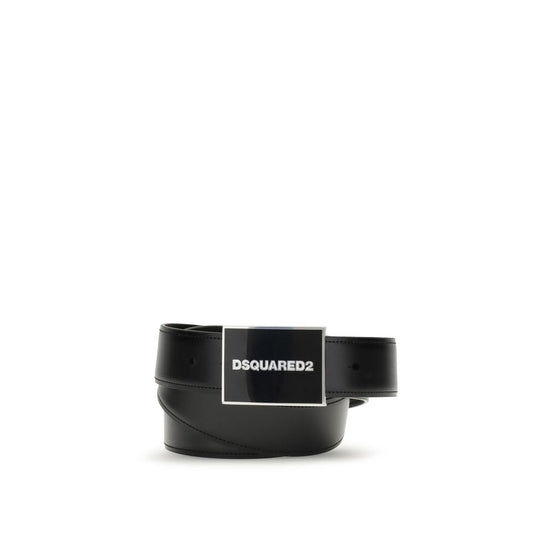 Dsquared² Black Calf Leather Bos Taurus Regular Belt with interchangeable buckles, AW25 collection.