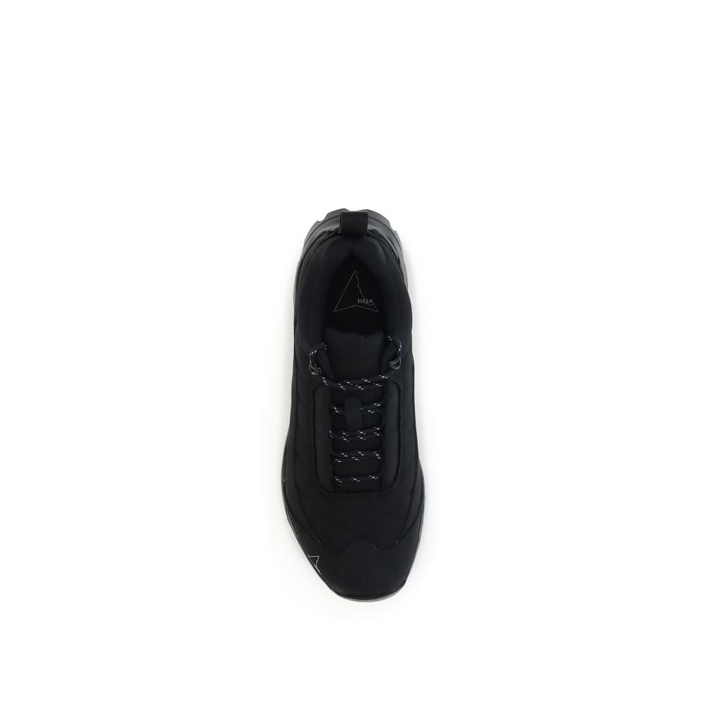 Top view of ROA Black Polyamide Athletic Sneakers featuring Vibram Megagrip outsole and technical nylon upper for optimal traction and durability.