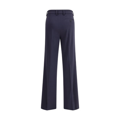 Back view of True Royal Blue Viscose Flared Pants with high waist, sleek design, and two side welt pockets, perfect for a modern look.