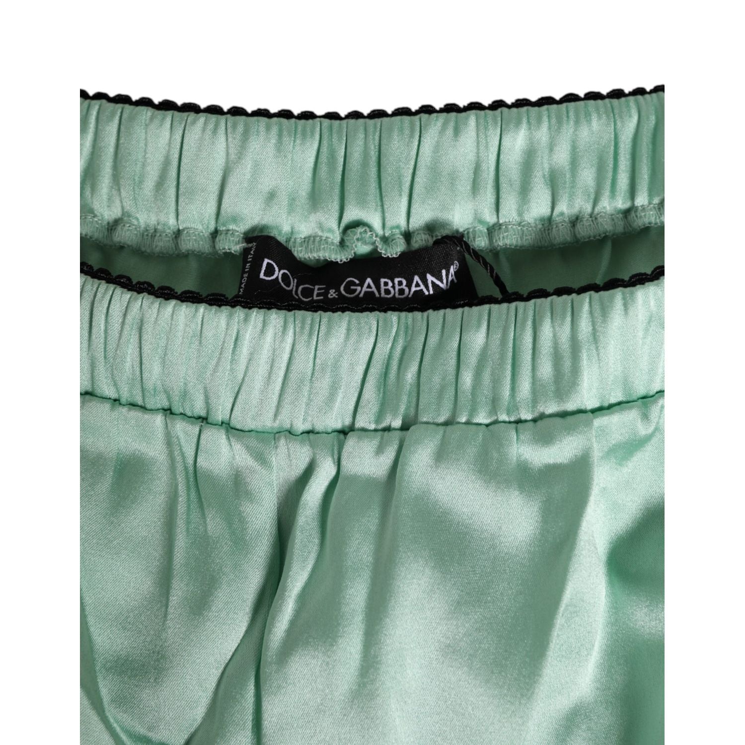 Dolce & Gabbana Water Green Satin Black Lace Trim Underwear