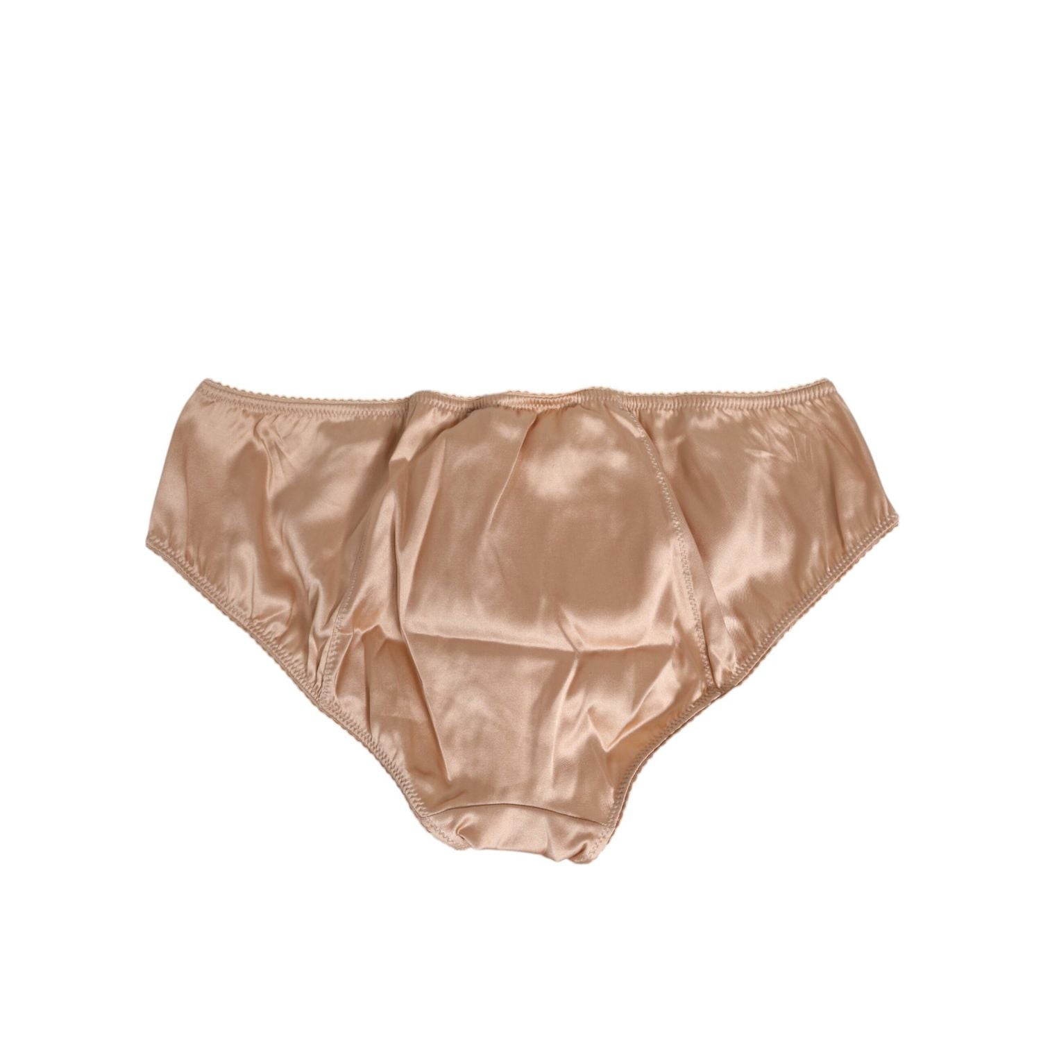 Dolce & Gabbana Nude Beige Silk Satin Bow Lace Trim Underwear