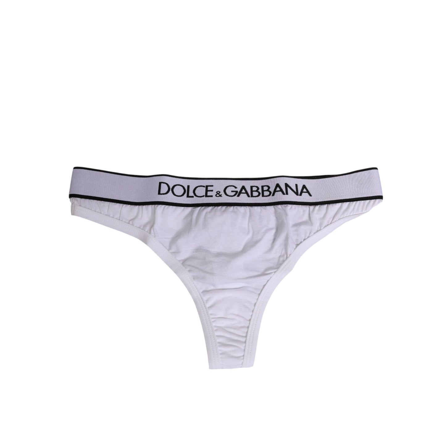 Dolce & Gabbana White Logo Waistband Modal Cotton Thong Underwear