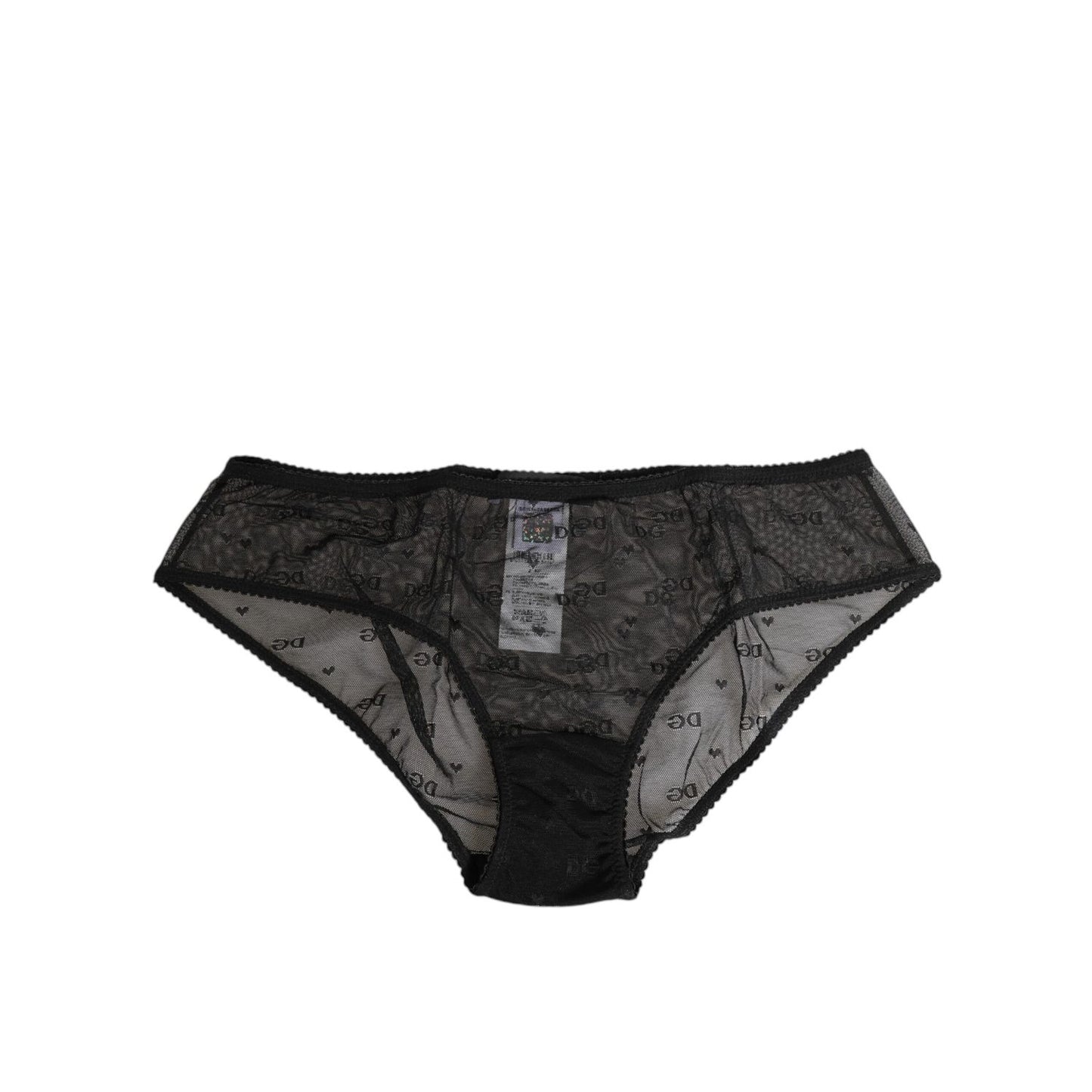 Dolce & Gabbana Black Sheer Mesh Lace Polka Dot Logo Underwear