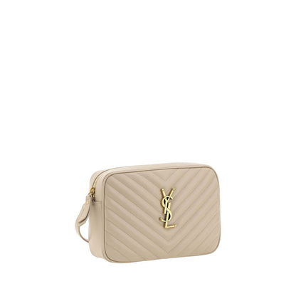 Saint Laurent Beige Calf Leather Bos Taurus Shoulder Bag with quilted design and YSL logo.