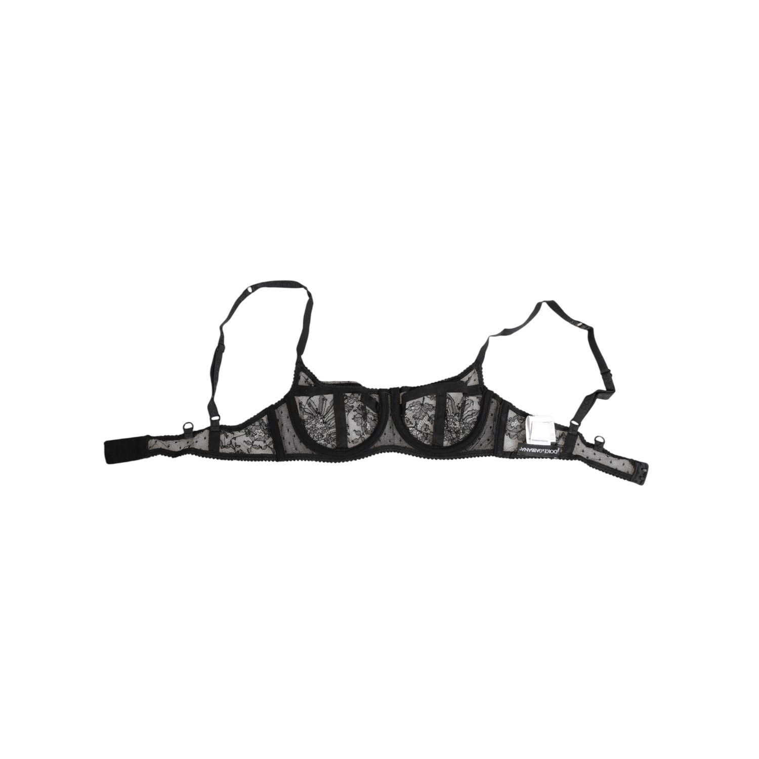 Dolce & Gabbana Black Floral Lace Sheer Underwire Bra Underwear