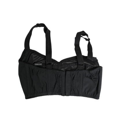 Dolce & Gabbana Black Stretch Nylon Bustier Bra Underwear