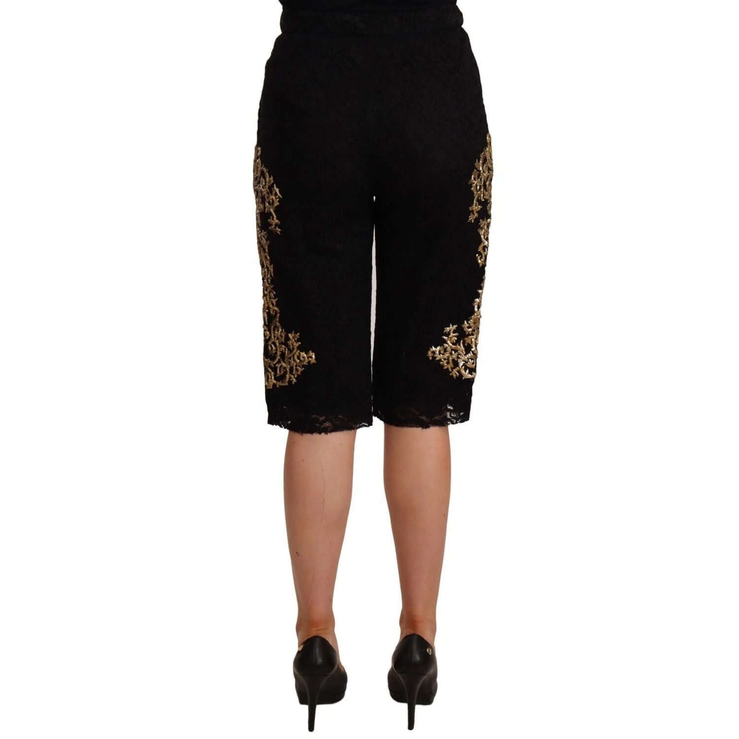 Dolce & Gabbana Black Lace Gold Baroque SPECIAL PIECE Shorts