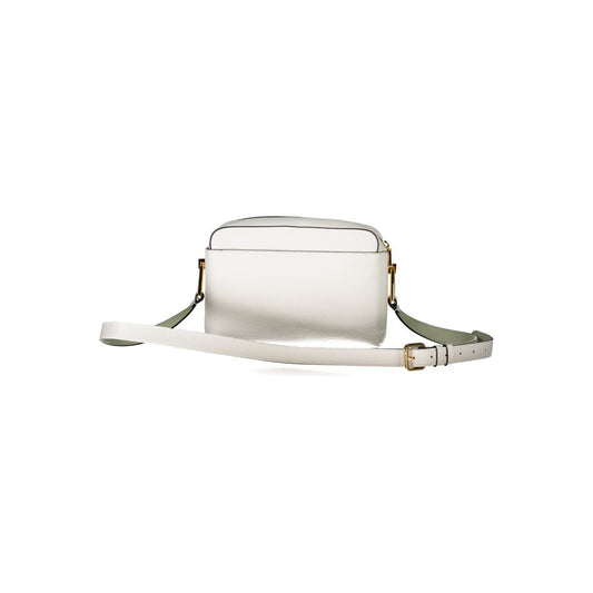 Coccinelle White Leather Handbag with adjustable strap, external and internal pockets, contrasting details, zip and swivel closure, logo.