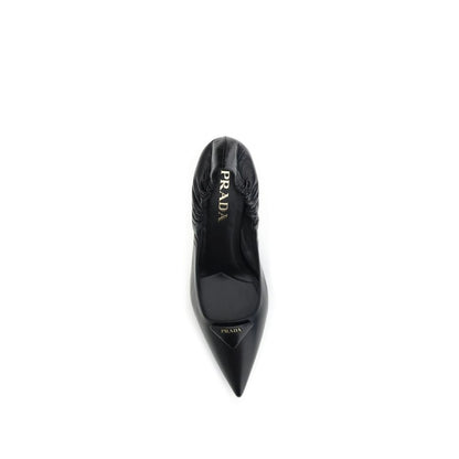 Prada Black Calf Leather Bos Taurus High Heel Pumps