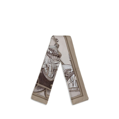 Burberry Beige Silk Scarf featuring Knight Engraving print on silk twill, made in Italy, iconic Equestrian Knight Design, 90x90 cm