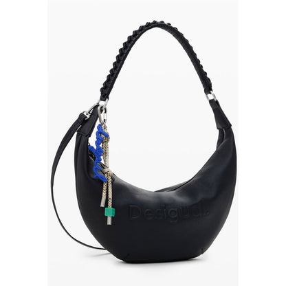 Desigual Black Polyethylene Women Handbag with unique relief print logo and adjustable handles