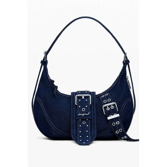 Desigual Blue Cotton Women Handbag with adjustable strap and internal pocket, elegant accessory for versatile styling.