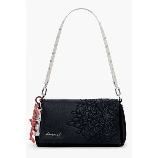 Desigual Black Polyethylene Women Handbag with embroidery and removable strap