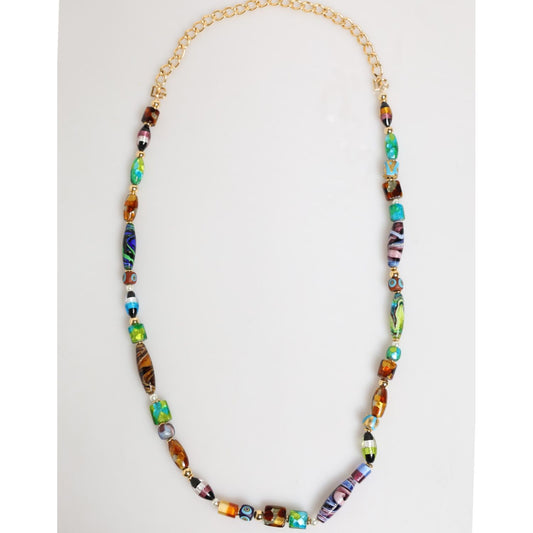 Dolce & Gabbana Multicolor Murano Glass Beads Brass Women Jewelry Necklace