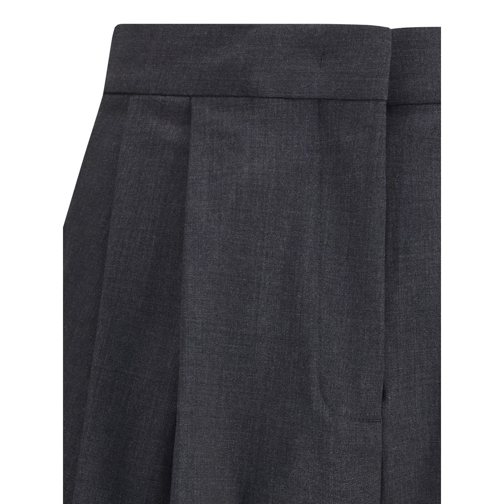 Fabiana Filippi Gray Fleece Wool Casual Pants with dart detail and front zipper closure.