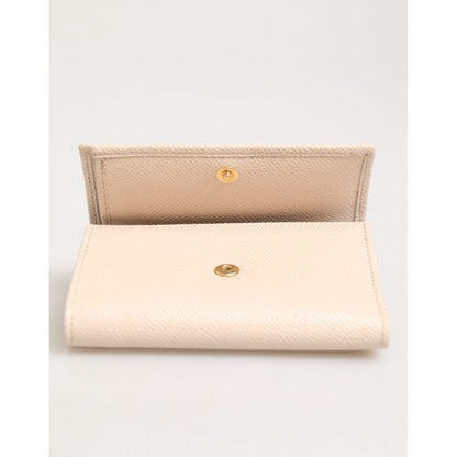 Dolce & Gabbana Light Pink Calf Leather DG Logo French Flap Wallet
