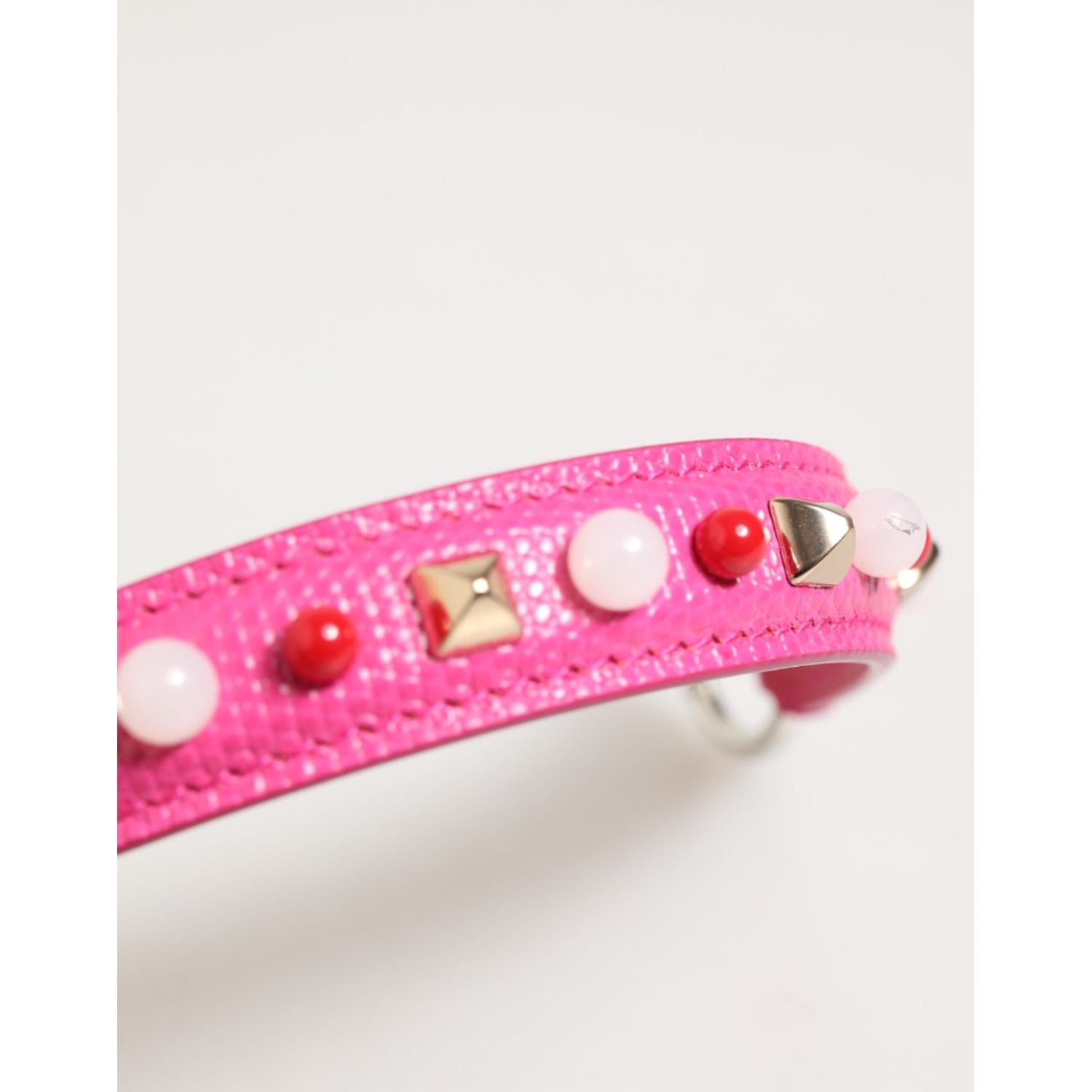 Dolce & Gabbana Pink Embellished Leather Bag Handle Women Shoulder Strap