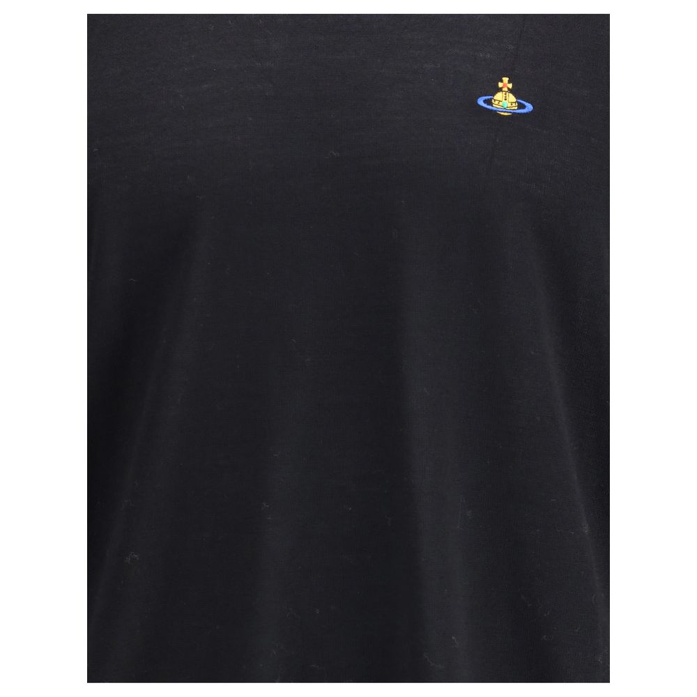 Vivienne Westwood Alex wool Sweater in black with signature Orb logo embroidered on front, showcasing iconic design and style.