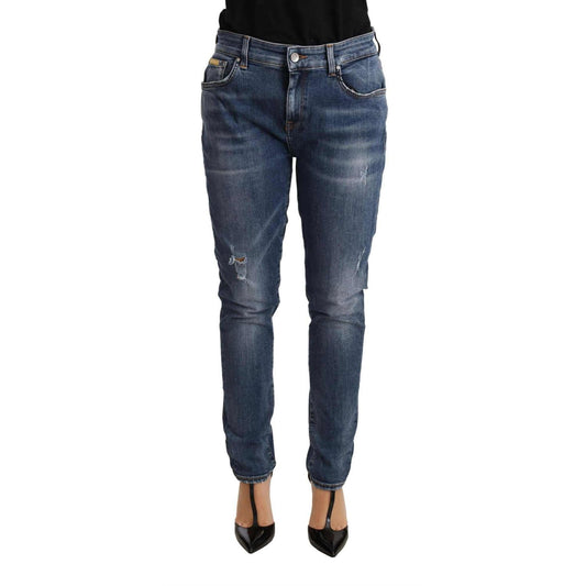 Dolce & Gabbana Blue Distressed Slim Fit Denim Pants Jeans